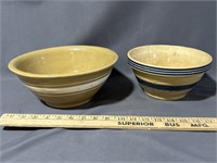 Pair of yelloware bowls