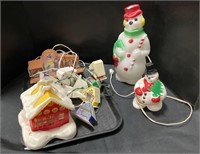 Christmas Snowman Blow Mold Vintage Lights,