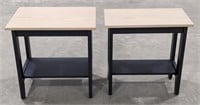 (2) Red Oak Side Tables In Sand and Ebony