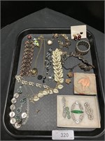 Tray Lot Of Vintage Costume Jewelry.