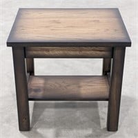 Rustic Hickory Side Table In Burnished Almond