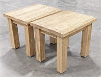 (2) Rough Cut Oak Side Tables In Natural