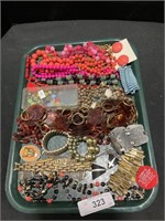 Vintage Tray Lot Costume Jewelry Necklaces.