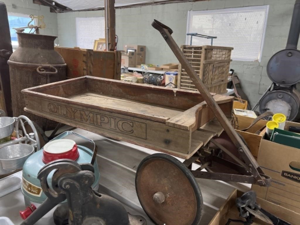 vintage olympic wooden cart