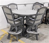 5 PC Grey Poly Pub Table and 4 Pub Chairs