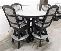 5 PC Grey/Black Poly Pub Table and 4 Pub Chairs