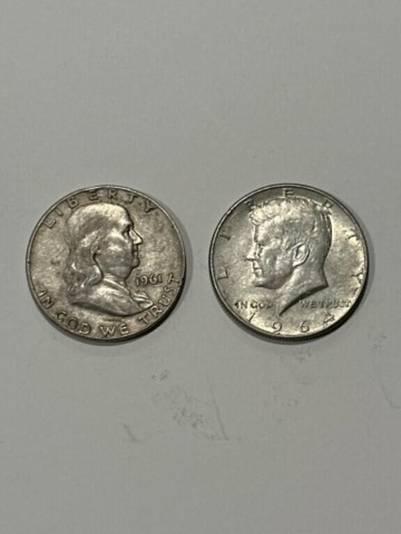 1961 Franklin & 1964 Kennedy Half Dollar