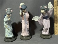 Set of three geisha girls, Lladros