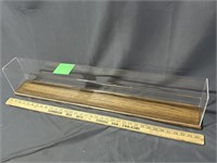 Custom-made, oak base lucite case