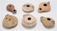 Lot of 6 Ancient Clay Oil Lamps.