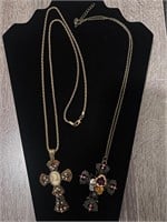 Lot of 2 beautiful fashion cross necklaces