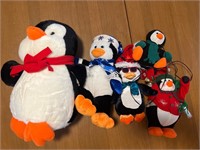 Assorted plush penguins