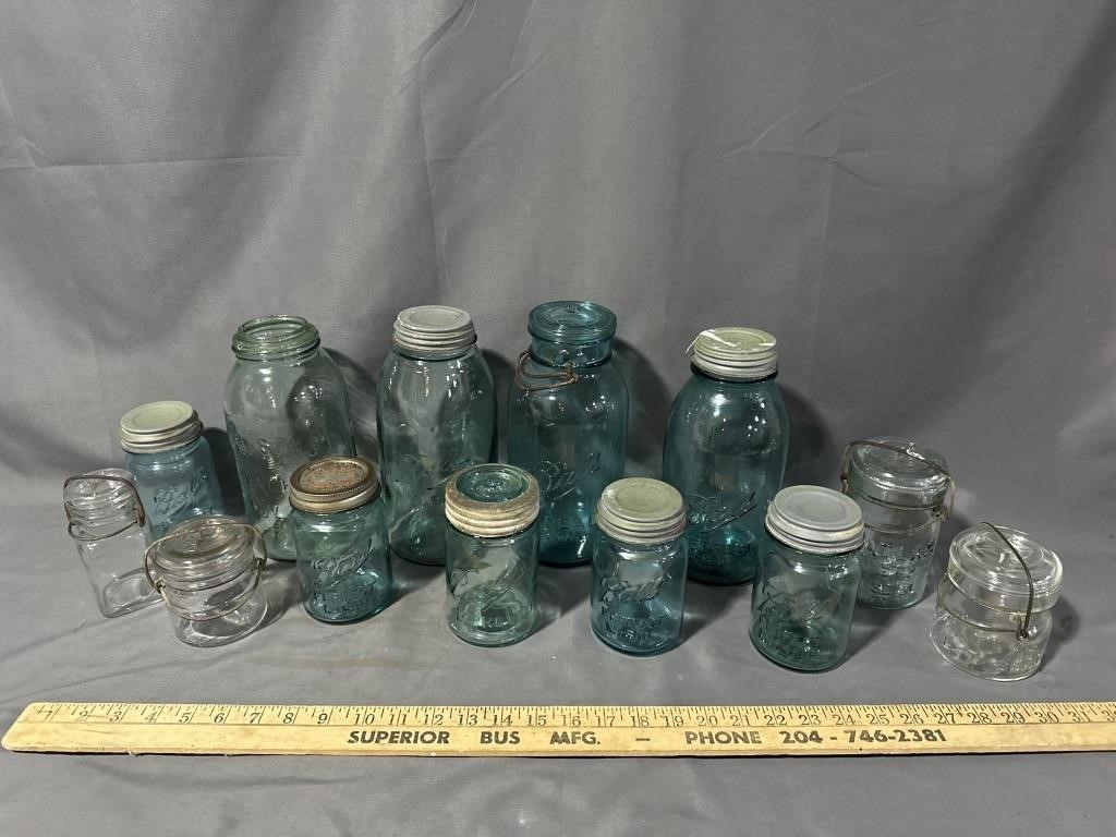 Nice collection of canning jars, including Ball,