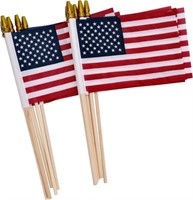 American Flags w/Gold Spear Tip 4x6 inch (12) NEW