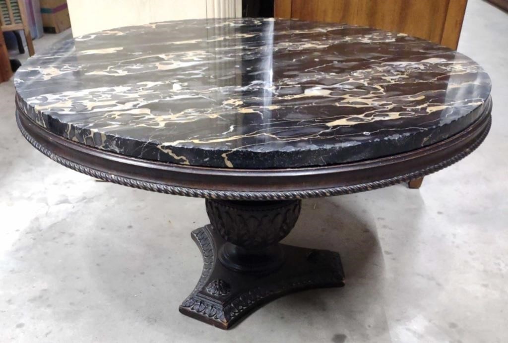 Round Black Marble Top Table