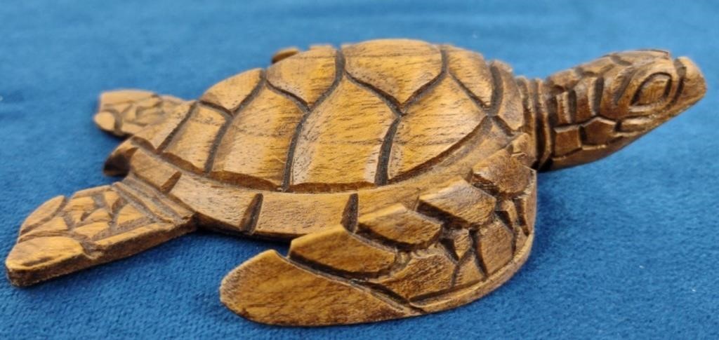 Small Carved Wood Sea Turtle