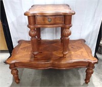 Large Solid Wood Coffee Table w/ 1 End Table