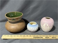 Three pieces of Native American pottery