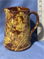 Antique mocha ware marbled jug pitcher