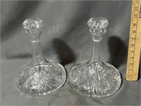 Vintage matching cut glass ships decanters