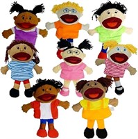 4e's Novelty 8 Hand Puppets for Kids, Multicultura