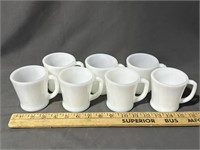 7 Fire King White C handle restaurant mugs