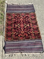 Vintage hand woven rug, 4’9” by 2’10”