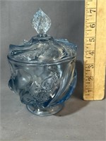 Fenton blue covered candy dish