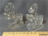 Pair of Westmoreland glass horse bookends