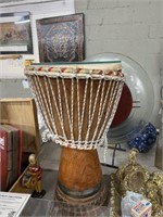 african drum w glass top