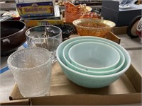 pyrex bowls and glass