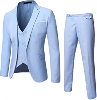 WULFUL Men's Suit Slim Fit One Button 3-Piece Suit
