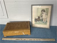 Antique picture, and silverware chest