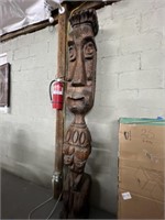8 foot tall hand carved totum pole tribal