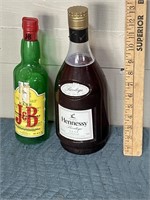 Hennessy and J&B plastic advertising bottles
