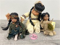 3 adorable Native American Dolls
