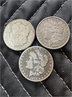1880, 1900, 1878 Morgan Silver dollars