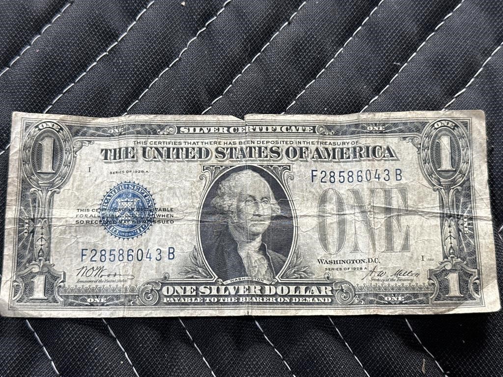 1928a Silver Certificate one dollar bill