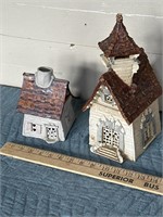 Pottery candle houses from Knoxville, Maryland