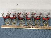 Six pheasant water glasses