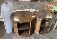 (2) Vintage Maple End Tables & Tote.