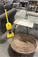MCM Faux Marble Table, Eureka Vacuum, Large Woven