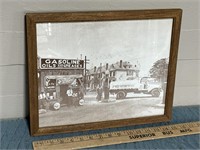 Framed photo of old gas station