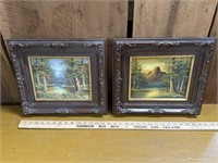 Pair of signed oil paintings on board