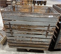 Rustic Industrial Rolling Wooden Crate.