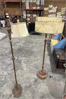 (2) Vintage Wrought Iron Floor Lamps.