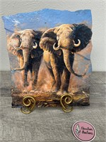 Art on Stone Elephant art with stand