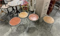 (4) Vintage Wrought Iron Heart Shaped Chairs.