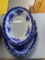 4 pieces of Flow blue porcelain