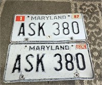 Two Vintage Maryland tags from the late 80s